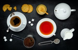 Coffee and Tea with Biscuits and Milk